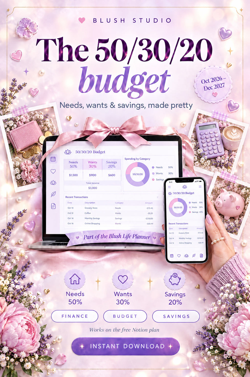 Blush Life Planner | All-in-One Notion Life Planner 2026-2027