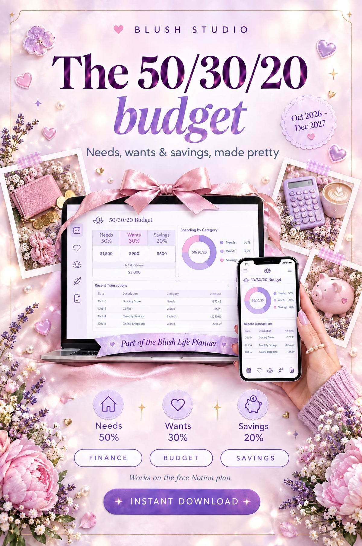 Blush Life Planner | All-in-One Notion Life Planner 2026-2027