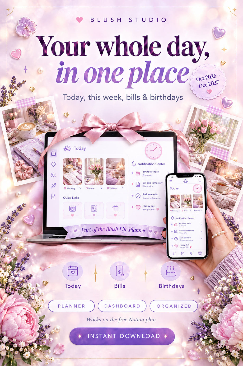 Blush Life Planner | All-in-One Notion Life Planner 2026-2027