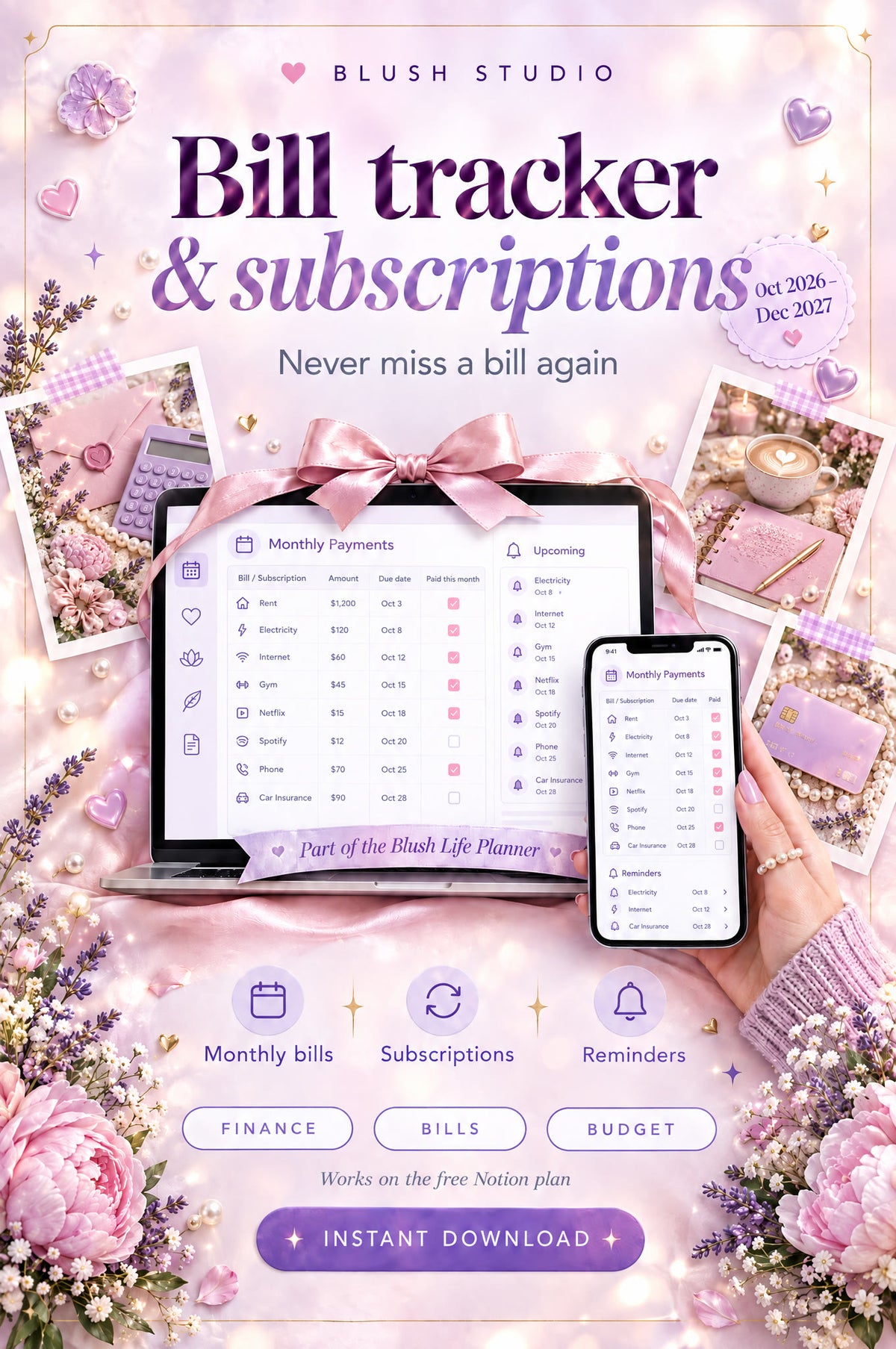 Blush Life Planner | All-in-One Notion Life Planner 2026-2027